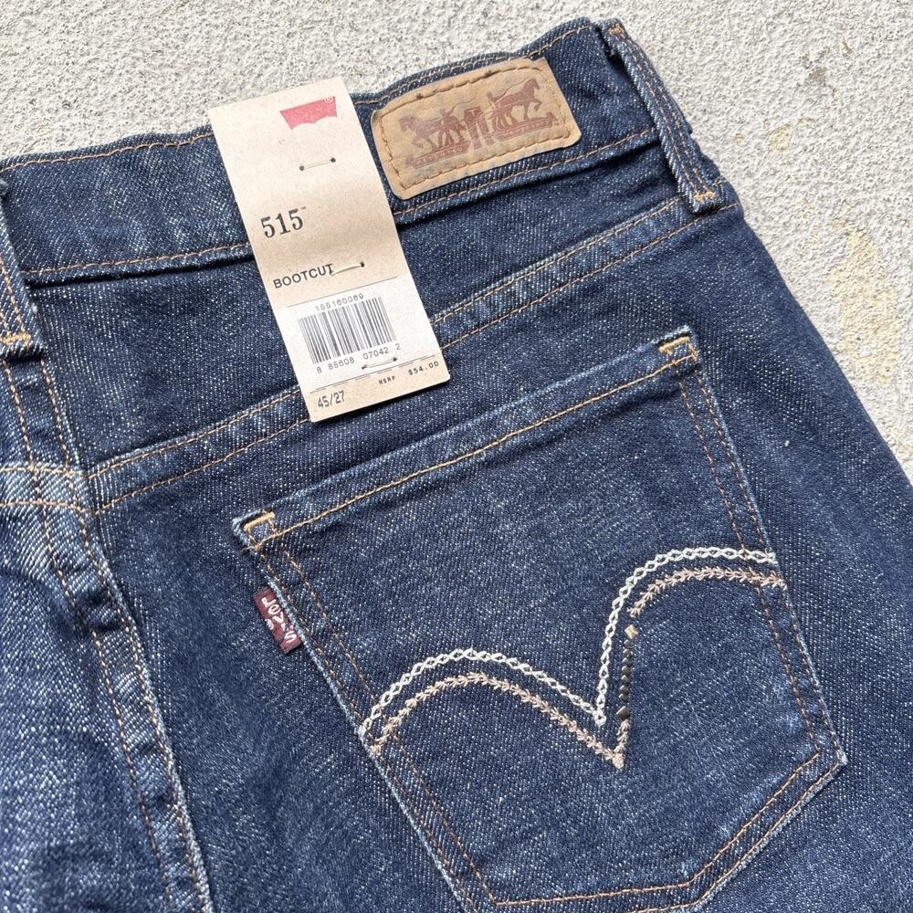 New Levi's 515 Jeans Womens 4 Short 27 Stretch Mid Rise Boot Cut Dark Wash Y2k - Picture 13 of 15
